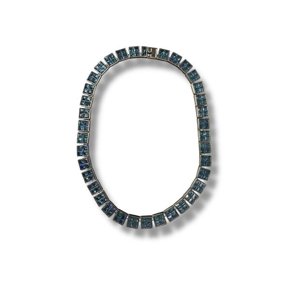 Jewelry - HEAVY NECKLACE ART DECO SAPPHIRE BLUE GLASS 16 in